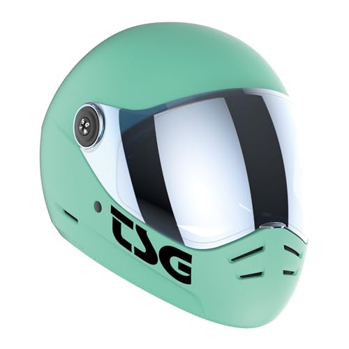 TSG - Pass 2.0 Full-face Premium Helmet w/Two Visors | Downhill Skateboarding, E-Skating, E-Onewheeling, Longboarding | Nose Ports, Air Flow Channels, Ear Slots, Adjustable Pads, Satin Blue, Large