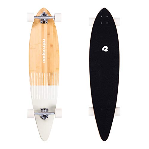 Retrospec Zed Pintail Longboard Skateboard Complete Cruiser | Bamboo & Canadian Maple Wood Cruiser w/Reverse Kingpin Trucks for Commuting, Cruising, Carving & Downhill Riding