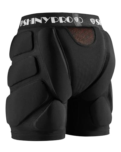 SHINYPRO Protective Padded Shorts for Snowboarding and Skating,Tear Resistance Butt Pad Heavy Duty Protection,All Pads are Removable Black