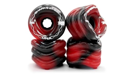 Shark Wheel 72mm 78a Longboard Cruising Wheels, DNA Formula, Set of 4 Wheels (Red/Black Swirl, 72mm)