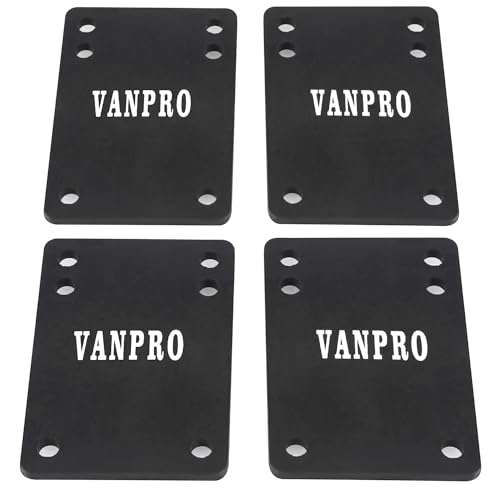 vanpro Trucks pad 1/8 Rubber Skateboard Risers for Preventing Wheelbite and Absorbing Impact Shock, Reduces Vibrations to Extend Hardware Life(Snow Black, Pack of 4)