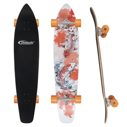 Nattork 44 Inch Cruiser Longboard Skateboard Complete 8 Ply Canadian Hard Maple for Commuting, Carving & Downhill Riding with T-Tool, Made for Adults, Teens and Kids