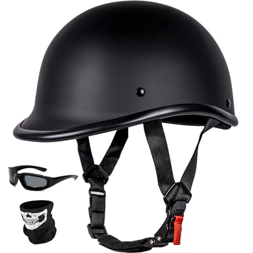 Yesmotor Vintage Motorcycle Half Helmet - Lightweight Low Profile Open-Face Half-Face Helmet – DOT Approved (Matte Black, Small)