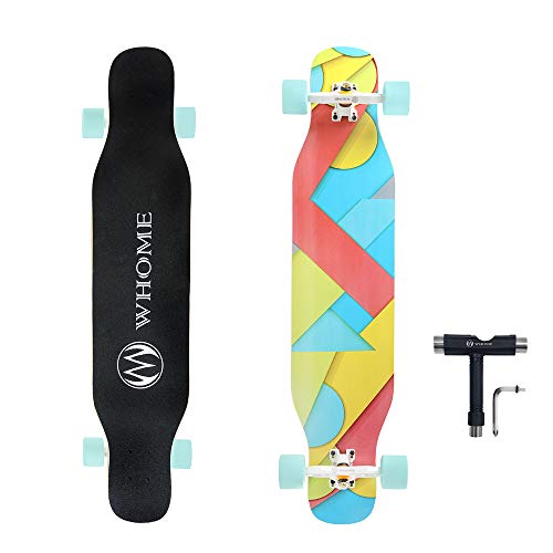 WHOME Longboard - 42 Inch Long Boards for Adults/Teenagers Girls/Kids Beginner/Pro Freestyle Dancing Longboards Skateboard with T-Tool