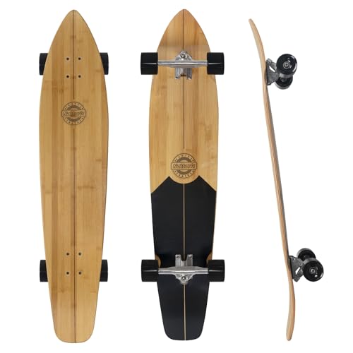 Nattork 44 Inch Cruiser Longboard Skateboard Complete Bamboo and Canadian Hard Maple for Commuting, Carving & Downhill Riding with T-Tool, Made for Adults, Teens and Kids