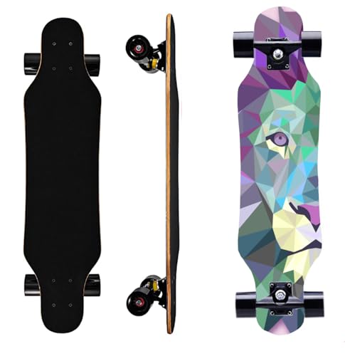 31 Inch Small Longboard Carving Cruising Skateboard for Kids Teens Adults (BlueLion)