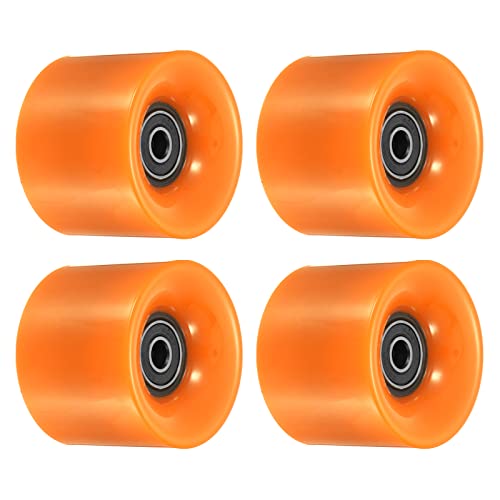 PATIKIL 60mm Longboard Wheels with Bearings ABEC-9, 4 Pack Street Wheels for Skateboards Cruiser Wheel Replacement 80A, Orange Black