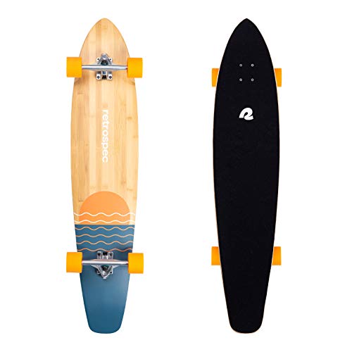 Retrospec Zed Longboard Skateboard Complete Cruiser | Bamboo & Canadian Maple Wood Cruiser w/Reverse Kingpin Trucks for Commuting, Cruising, Carving & Downhill Riding