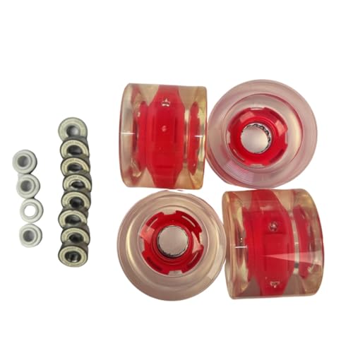 GHOST BOARDS 70mm LED Longboard Wheels - Light Up Wheels for Longboards with ABEC-7 Bearings for Smooth Ride- Bright Skate Wheels Grip Any Surface- Raise Your Ride with Flashy Skate Wheels - RED