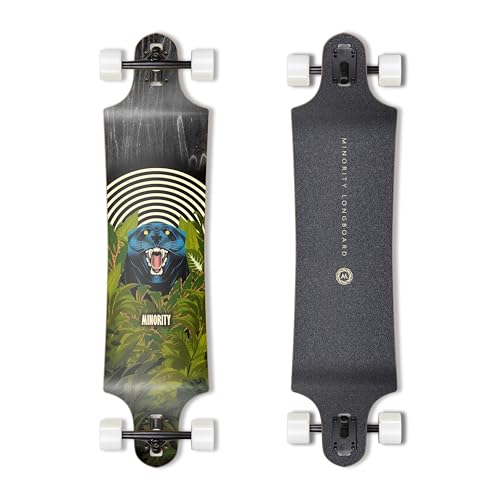 MINORITY Downhill Maple Longboard | 40-inch Drop Trough Deck | Made for Cruising Urban Commuting Ride (Panther)