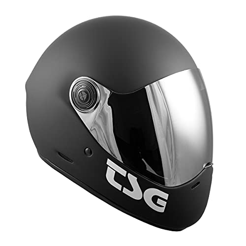 TSG - Pass Pro Full-face Helmet w/Two Visors | Performance Helmet for Downhill Skateboarding, E-Skating, E-Onewheeling, Longboarding | Compact, Aerodynamic | Scratch Proof Visor, Matt Black, Large