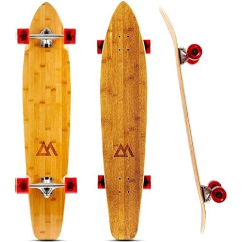 Magneto Kicktail Longboard Skateboard - 70mm 78A Wheels for Rough Road Longboard - High Profile Skateboard Deck for Stable Carving - Cruiser Board for City Commutes - 44 in x 9 in, Red