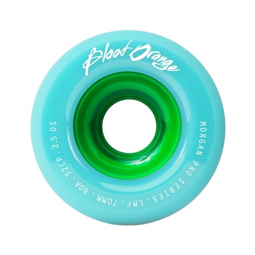 Blood Orange Morgan 70mm Longboard Wheel for Sliding, Surfskate, Cruising, Electric Skateboard, Freeride, LDP. (80a - Seafoam)