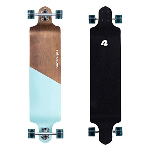 Retrospec Tidal Drop Down Longboard - 41in Adult Skateboard with 9-Ply Canadian Maple Deck, ABEC-9 Bearings & 85A PU Wheels for Cruising & Downhill - Extra Wide Stable Design