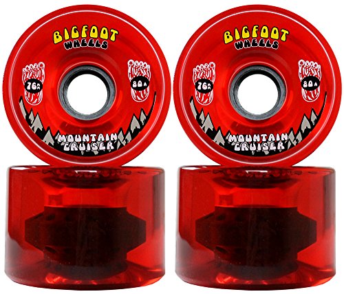 Bigfoot Longboard Wheels 76mm 80A SHR Mountain Cruisers Translucent Red