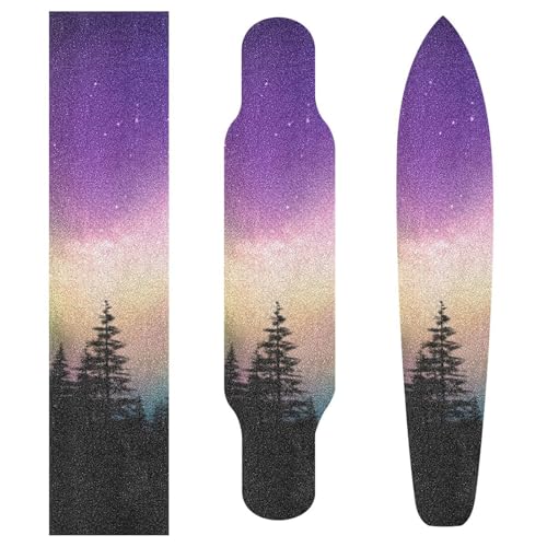 STAYTOP Aurora Over Forest Skateboard Grip Tape Sheet,Non Slip Waterproof Sandpaper Scooter Grip Tape Longboard Griptape 44×10inch