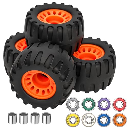 Off Road Skateboard Longboard Wheels Fit for Your Professional CruiserSkateboard Set of 4 Street Skateboard Cruiser Wheels Contain Bearings and Sleeves, Replace for All Terrain Long Board Wheel