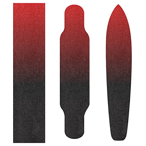 Wudan Red Black Skateboard Grip Tape Scooter Griptape 1 Sheet 44x10inch Extended Long Bubble Free Waterproof Toddler Sandpaper